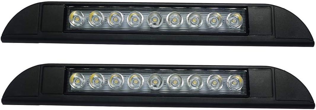 2 x Raycharm 10" RV Camper LED Awning Porch Utility Light Fixture, 40 Down Angle Beam, 6000K Cool-White, 12V/24V DC, High Light-Output Low Ampere Draw, Aluminum Housing Black Finish, 2-Pack