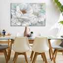SEVEN WALL ARTS White Flower Canvas Wall Art Modern Blossom Floral Painting Large Abstract Pictures Landscape Print Framed Artwork for Living Room Bedroom Office Home Decor 36"x 24"