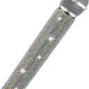 Sanwuta Fake Microphone Prop Sparkly Bling Rhinestones Plastic Play Microphone Pretend Glitter Bedazzled Mic for Cosplay Party Costume(AB Color)