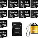 Lerdisk Factory Wholesale Micro SD Card 1GB Pack of 10 in Bulk MicroSD with SD Adapter Produced by Authorized Licencee(1GB)