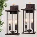 2-Pack 16" Large Dusk to Dawn Outdoor Wall Light Fixtures, 2-Light Exterior Front Porch Light, Brushed Bronze Outdoor Sconce Lights, Waterproof Farmhouse Lamp Lighting