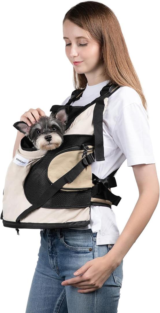 Dog Carriers for Small Dogs,Dog Backpack with 2 Pocket for Travel,Comfortable Dog Front Carrier Suitable for Dogs 8-18 pounds Machine Washable (Beige) (Medium)