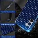 Case for Samsung Galaxy S25, Hybrid Heavy Duty 2 in 1 Full Body Rugged Shockproof Protection Glossy Case for Samsung Galaxy S25 Polka Dot Aesthetics Navy Blue