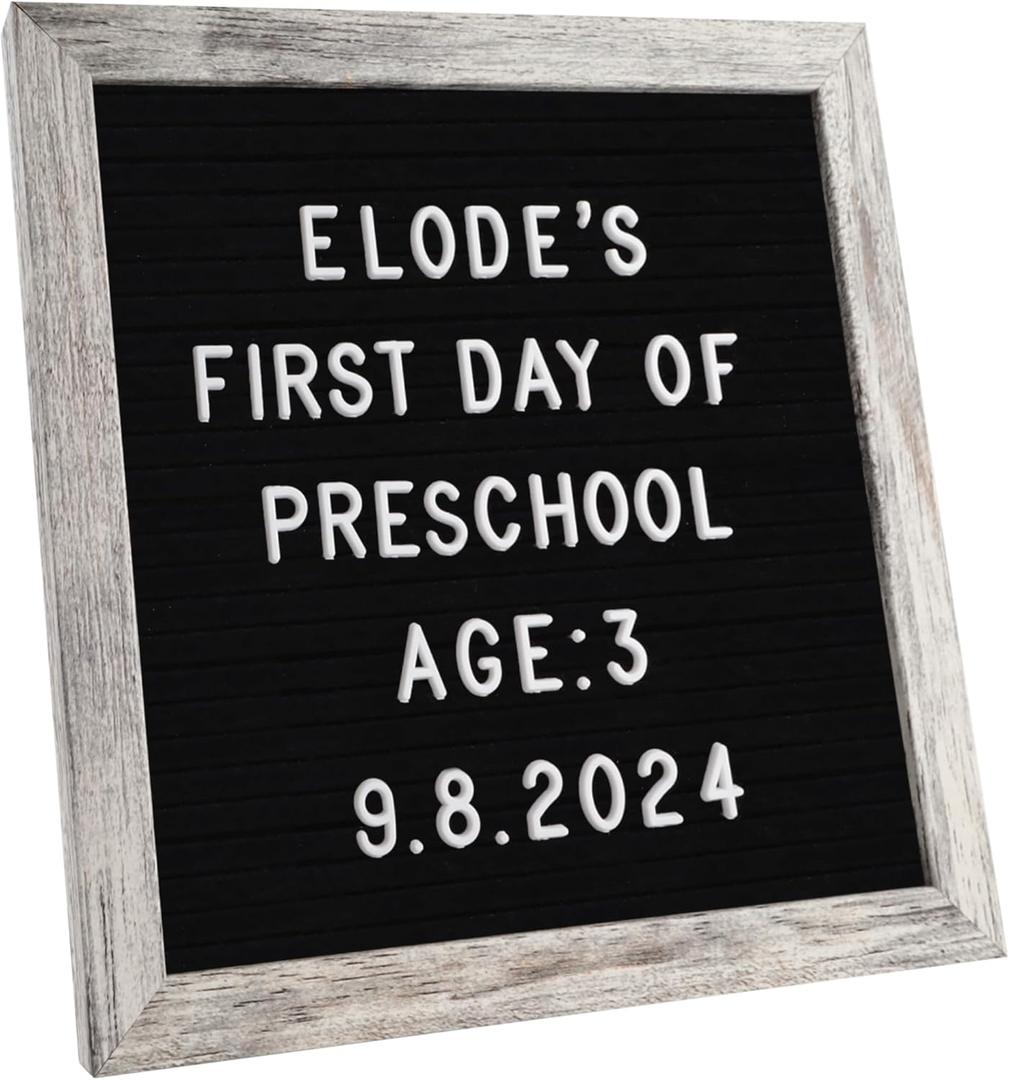C CRYSTAL LEMON Felt Letter Board 10x10 Inches  336 Letters, Numbers & Symbols  Rustic Black Message Board with Wood Frame, Wall Mount & Display Stand