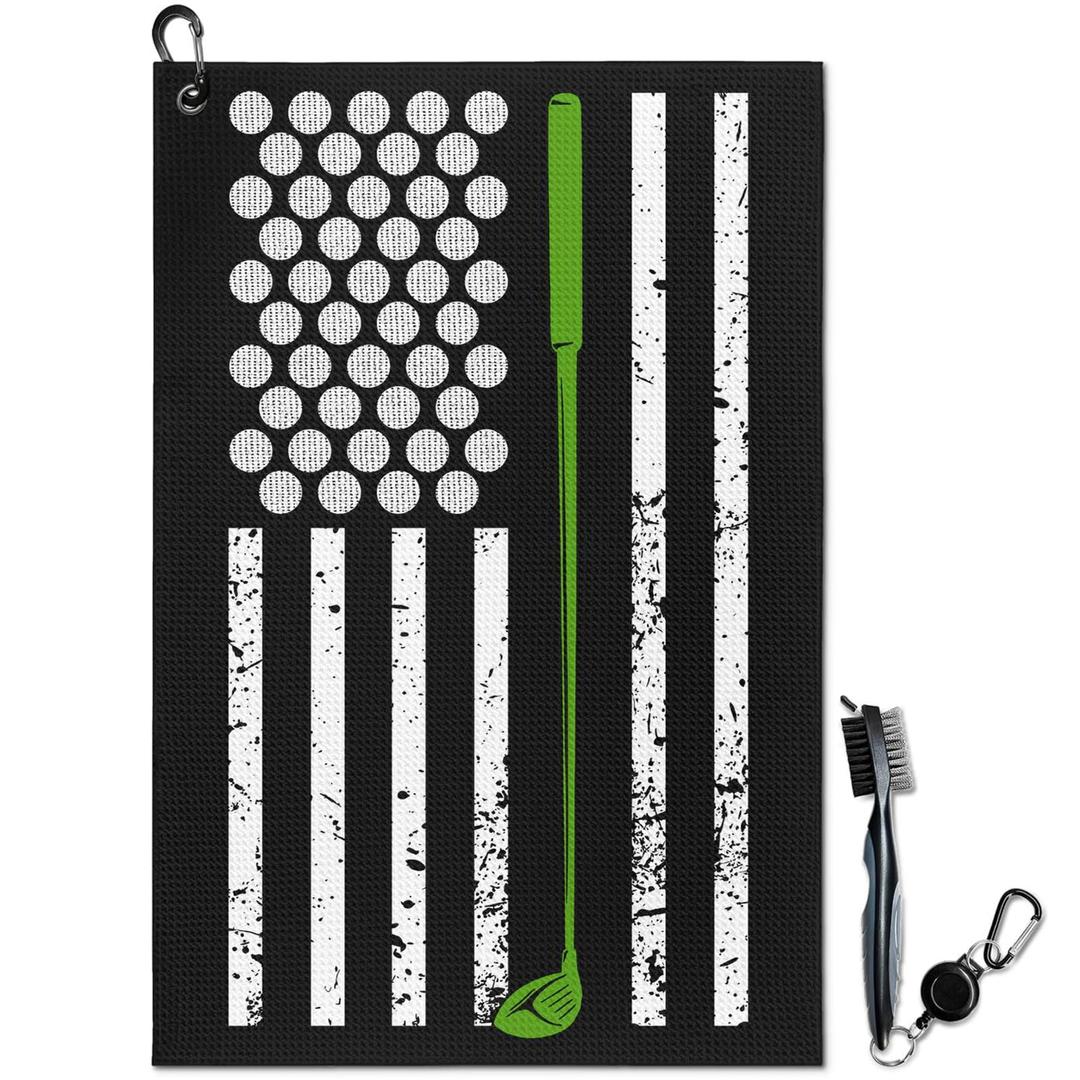 awufncksn Independence Day Golf Towel and Brush Set, Fourth of July Golf Bag Towel with Clip, American Flag Golf Accessories Cleaning Kit, 250 Years for Men and Women Golf Fan Golfers Golf Lover