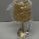 Pickmesh 1 Pack Rattan Table Lamp Woven Boho Table Lamp with Gold Tone Base Wicker Night Light Cordless LED Desk Lamps for Living Room Bedroom Home Decor, 2600mah Battery Operated