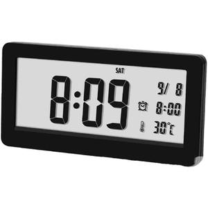 Large LED Digital Alarm Clock, Desk Bedside Clock with Night Light, Simple Operation, Snooze, Temperature Display,White(Black)