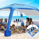 Beach Cabana, 6.5'6.5' Cool Cabana, UPF50+ Beach Canopy, Adjustable Height Beach Tent Sun Shelter, Beach Shade Sun Umbrella with Removable Side Wall and Folding Table (Blue Gradient)