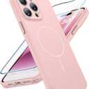FNTCASE for iPhone 14 Pro Max Case Pink: [Compatible with Magsafe] Solid Matte 14 Pro Max Magnetic Phone Cover with [Full Camera Protection] [Screen Protector] Military Grade Shockproof Protective