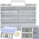 FULLCASE Coins Collector Case Holder Coin Capsules 46mm with 6 Sizes Foam Gasket (141 Pcs), Hard Paper Currency Sleeves (20 Pcs), Soft Dollar Bill Sleeves (200 Pcs) Storage Organizer Box (White)