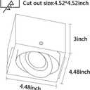 2 x EC6121 LED Downlight Fixture Cut Out Size: 4.52 * 4.52 inch MR16 GU5.3 Trimless Recessed Square Housing Frame (Black)