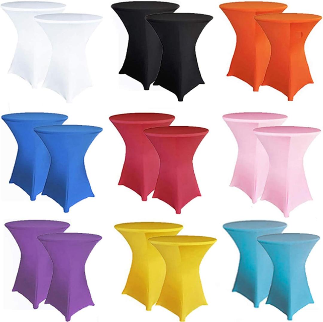 RELIANCER 1 Pack Cocktail Table Covers,30"x42" Fitted Spandex Tablecloth,Stretch Round Highboy Tables Cover,Elastic High Top Table Cloths for Outdoor Party,Wedding,Bar,Birthday,Banquet,Trade Show (Purple)