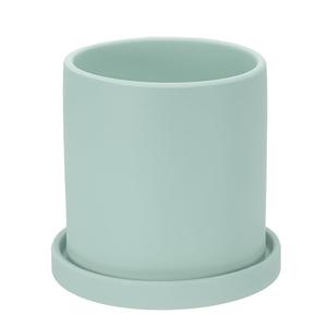 PATIKIL 5 Inch Ceramic Plant Pots, Modern Flower Planters with Drainage Holes and Tray for Decorate Home Indoor Plants Succulent Herb, Blue