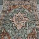 Area Rugs 2'x3' Washable Non-Slip, Floral Vintage Distress Print Pattern Medallion Carpet for Living Room Bedroom Dining Room, Brick Red Rust Neutral Brown Burnt Orange Green