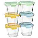 Susukkie Glass Soup Containers with Lids 32oz - Borosilicate Glass Storage Containers 4 Cup, Freezer to Microwave Safe, Airtight Leak Proof, Square Meal Prep Containers for Lunch Travel- 6 Pack