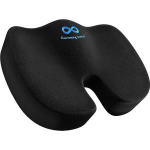 Everlasting Comfort Doctor Recommended Memory Foam Seat Cushion for Office Chairs & Car Seat - Ergonomic Office Desk Accessories for Tailbone Pain Relief, Sciatica & Back Support