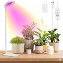 Grow Lights for Indoor Plants Full Spectrum, 48 LEDs Plant Light for Indoor Plants with 2 Mounting Options, 3 Optional Spectrums, 3/9/12Hrs, 10 Brightness, 7"-26" Height Adjustable (White)