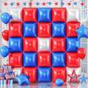 Blue Red Square Balloon Foil, 25PCS Double Sided Royal Blue Red and Metallic Silver Square Foil Balloon Backdrop Wall for 4th of July Independence Day Memorial Day Baseball Sport Birthdays Graduation