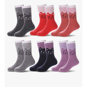 MQELONG Children's Wool Socks Kids Toddler Girls Boys Cute Animal Thick Warm Winter Crew Socks 6 Pairs, 1-3T