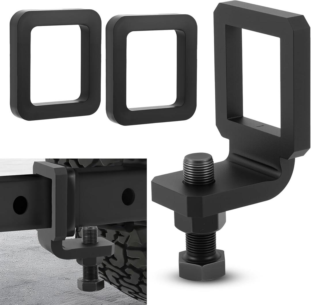 Anti Rattle Hitch Clamp 2 Inch & 2.5 Inch Heavy Duty Steel Hitch Tightener Stabilizer with 2 Rubber Silencer Pads, Trailer Hitch Stabilizer & Receiver Accessories, Matte Black