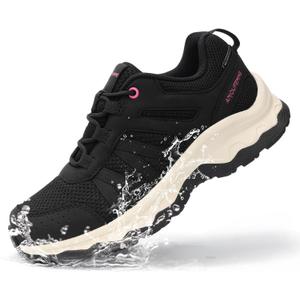 ANJOUFEMME Women's Waterproof Hiking Shoes Non Slip Sneakers Lightweight Tennis Shoes for Work Walking Running Trekking Trail Shoes (8, Black)