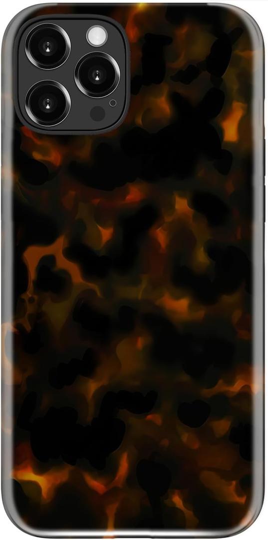 LUMARKE for iPhone 16 Pro Case Cute - Wireless Charging Compatible - Dual-Layer Soft Silicone + Hard Shell - Trendy Floral Design - Glossy Phone Cover for Women - Tortoise Shell