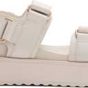 vodvob Womens Flat Sandals with Soft Cushioned Footbed Open Toe Slides Adjustable Slip On Slippers for Summer US 8 (White)