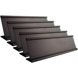 2" x 10" Aluminum Desk Name Plate Holder, Office Business Desk Sign Holder Desktop-5 Pack (Black)