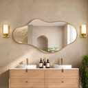 Irregular Wall Mirror, 20"x36" Gold Abstract Asymmetrical Mirrors for Wall, Decorative Cloud Wavy Mirror for Bathroom, Bedroom, Cloakroom, Entryway, Shatter-Proof Aluminum Alloy Frame