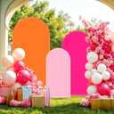 FYSUIMU 3 Pcs Pink Orange Arch Backdrop Covers Stretchy Spandex Arch Stand Fabric Cover for Wedding Birthday Baby Bridal Shower Anniversary Ceremony Party Decoration (4ft/5ft/6ft)