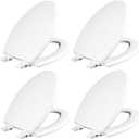 Mayfair Cassel Slow Close Toilet Seat, Easy Clean, Non Slip Premium Wood Seat, Easy Install, Made in USA, Elongated, White, 4-Pack