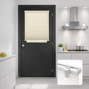 DEZ FURNISHINGS Cordless No Tools No Drill 1.5" Magnet Light Filtering Shades for Metal Doors, 26" W x 42" H, Alabaster