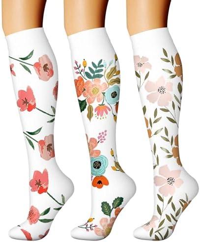 CHARMKING Compression Socks for Women & Men Circulation (3 Pairs) 15-20 mmHg is Best Support for Athletic Running Cycling, L/XL