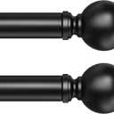 Hei!Dear 2 Pack Black Curtain Rods for window 20 to 40 Inches(1.67-3.33 Feet), Adjustable 5/8 inch, HeavyDuty Decorative Drapery Rods,Small Window Rods Set,Size: 18"-45",Matte Black