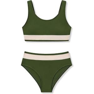 Girl Two Piece Swimsuits Adjustable Straps Bikini Sets with Chest Pad Size 9-16Y