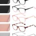 JOLISU 4 Pack Reading Glasses for Women/Men- Fashion Blue Light Readers Computer Eyeglasses W/Spring Hinge&Case(1.25)