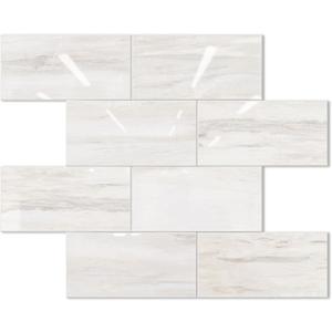 STICKGOO Subway Tile Peel and Stick Backsplash, Glossy Light Brown PVC Self Adhesive Tile Backsplash, Stick on Tile for Kitchen and Bathroom(10 Sheets)