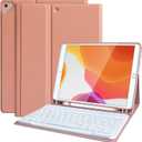 KBCASE Keyboard Case for iPad 9th/8th/7th Generation 2021/2020/2019, Compatible with iPad Air 3/Pro 10.5, Detachable Bluetooth Keyboard Case with Pencil Holder (Champagne)