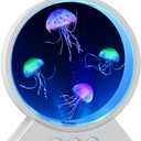 Jellyfish Lamp,Whisper-Quiet Sensory Aquarium Light,7 Color Mood Night Light with Adjustable Water Flow & 8H Timer,Rounded Tank Lamp for Home Office Bedroom Decor for Kids Adults(White)