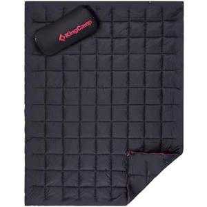 KingCamp Ultralight Camping Blanket, Packable Down Alternative Puffy Wearable Blankets Weatherproof Warm Package Quilt with Snap Buttons for Outdoor Hiking Travel Picnic Stadium (69" x 53", Black)