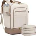 LOVEVOOK Travel Backpack for Women with Shoes Compartment,40L Personal Item Travel Bag Flight Approved Carry On Backpack with 2 Packing Cubes,Large Casual Weekender Luggage Daypack (Beige&khaki-a)