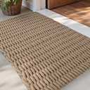 DEXI Jute Door Mat for Front Entryway, 24x35 Braided Woven Doormat Outside Entrance, Dirt Trapper Natural Fiber Entry Mats for Patio, Brown