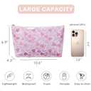 Large Waterproof Travel Sunscreen Makeup Bag with Bow Pattern,Aesthetic PVC Toiletry Bag,Coquette Beach Cosmetic Bag Organizer,Cute Preppy Travel Accessories Essentials for Women and Girls (Orange)