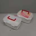 MILTON Medical Box, First Aid Empty Medicine Storage Box Organizer Family Emergency Kit Detachable Tray Easily Accessible with a Transparent Lockable Lid White - Set of 2