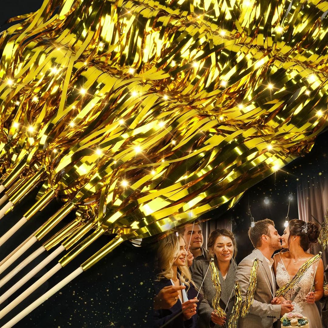 100 PCS Wedding Send Off Ideas, Wedding Wands, Light up Wands for Wedding, Wedding Party Favors, Wedding Streamers for Wedding Send Off and Exits Baby Shower, Birthday, Party Favors