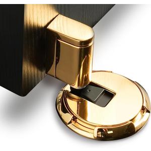 DOOROOM Windproof Door Stopper Indoor Heavy Duty Floor Door Stop Keep Door Open Mechanical No Drilling Door Stopper with Screws and Adhesive, 1 Pack, Bright Gold