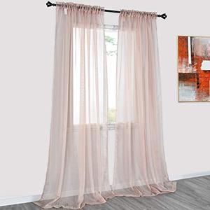 DONREN 2 Panels Solid Color Blush Pink Sheer Curtains Elegant Rod Pocket Window Voile Panels Drapes for Bedroom Living Room (52X95 Inches)