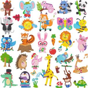 Labeol Diamond Art Kits for Kids Boys and Girls Ages 6-8-10-12 Easy to DIY Creative Diamond Art Sticker Craft by Numbers Kits for Kids and Adult Beginners (Cute Animals)