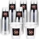 Amyhill 60 Pack 50th Birthday Plastic Cup Bulk 12 oz Rose Gold Disposable Clear Birthday Party Cups for Men Women Decorations Party Favors Anniversary