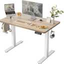 TIQLAB Height Adjustable Electric Standing Desk, 40 x 24 inch, Sit Stand Up Desk, Splice Board, Computer Home Office Desk, Maple Top